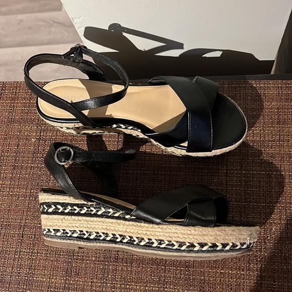 Nautica platform heeled sandals cross ankle strap 8.5 - Picture 5 of 5